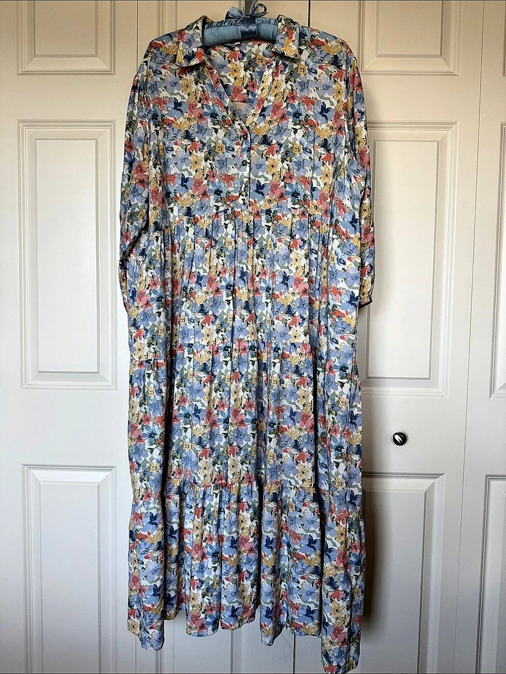 KATE & SAM Floral Midi Dress in Blue & Red Size XXL